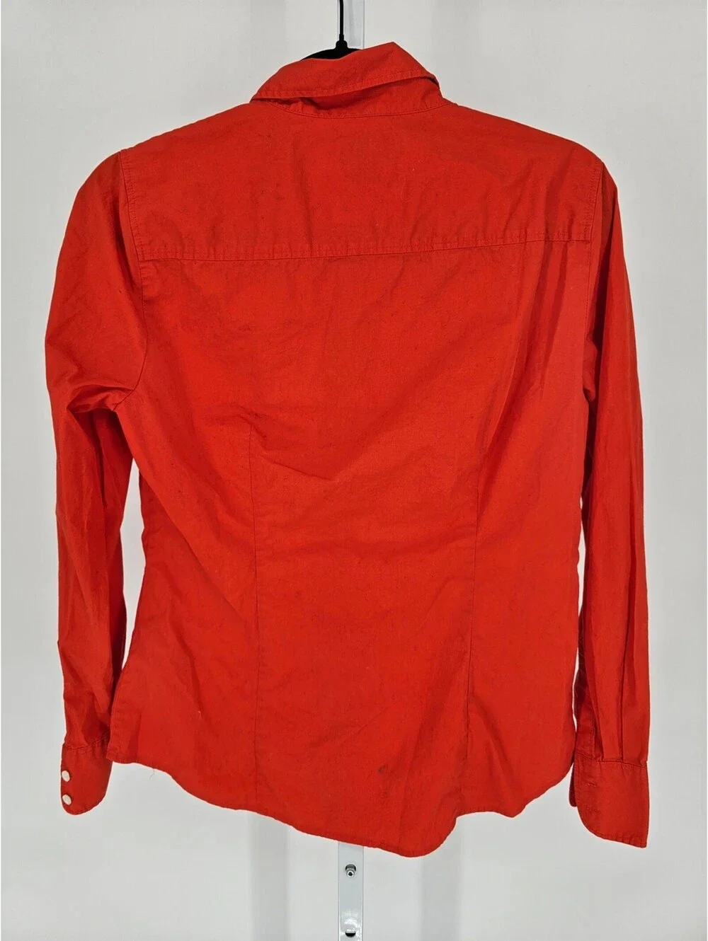 Vtg Y2K J Crew Haberdashery Womens Sz M Long Sleeve Dress Shirt Solid Red